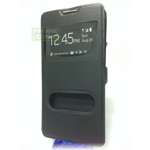 SONY M5 ХОРИЗОНТАЛЕН ФЛИП КАЛЪФ - S VIEW - ЧЕРЕН 