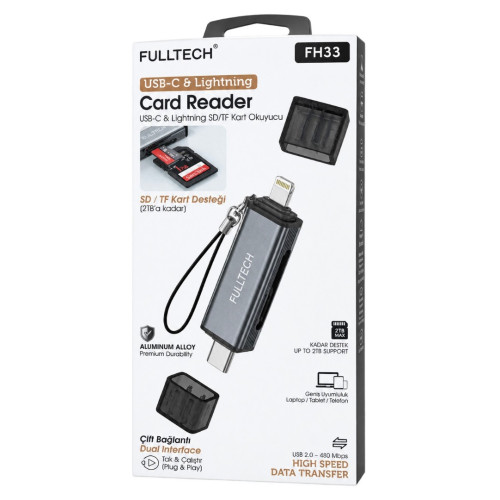 FULLTECH FH-33 CARD READER TYPE-C AND LIGHTNING