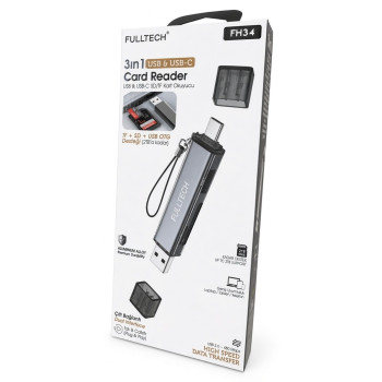 FULLTECH FH-34 3 IN 1 CARD READER TYPE-C AND USB