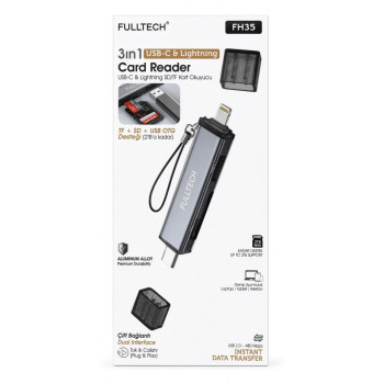FULLTECH FH-35 3 IN 1 CARD READER TYPE-C AND LIGHTNING