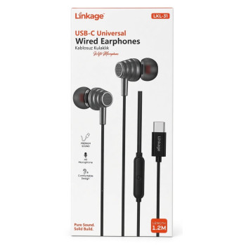 LINKAGE LKL-31 EARPHONE FOR TYPE-C BLACK