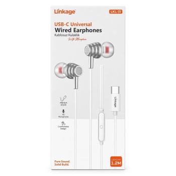 LINKAGE LKL-31 EARPHONE FOR TYPE-C WHITE
